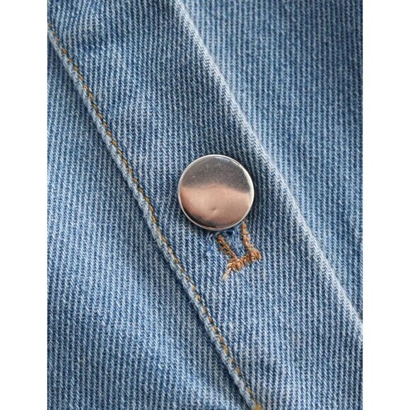 Women's Cropped Denim Shirt Cotton Polyester Sleeveless Summer Casual - Picture 7 of 7